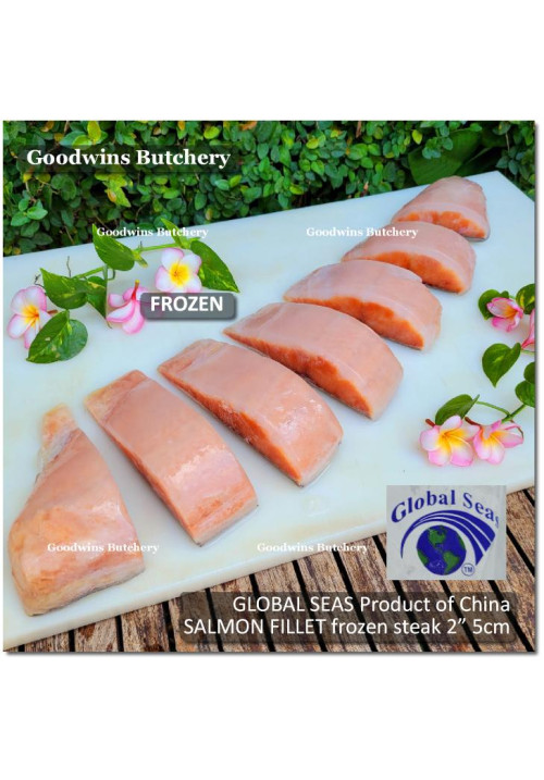 Salmon CHINA Global Seas FILLET frozen (40% water content) STEAK 2" 5cm (price/pack 1kg 4pcs)